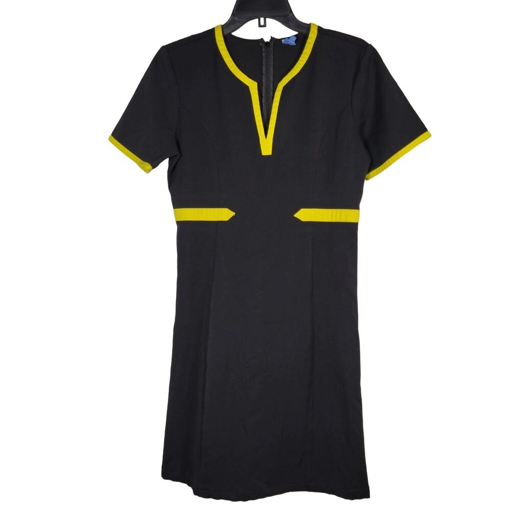 Spirit Airlines Flight Attendant Uniform Dress Black Yellow Trim Incentex Sz 08
